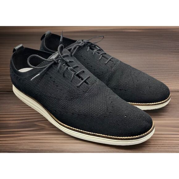 Cole Haan Grand OS Black Stitchlite Wingtip Oxford Shoes Mens Size 14 Fast Ship main image 9